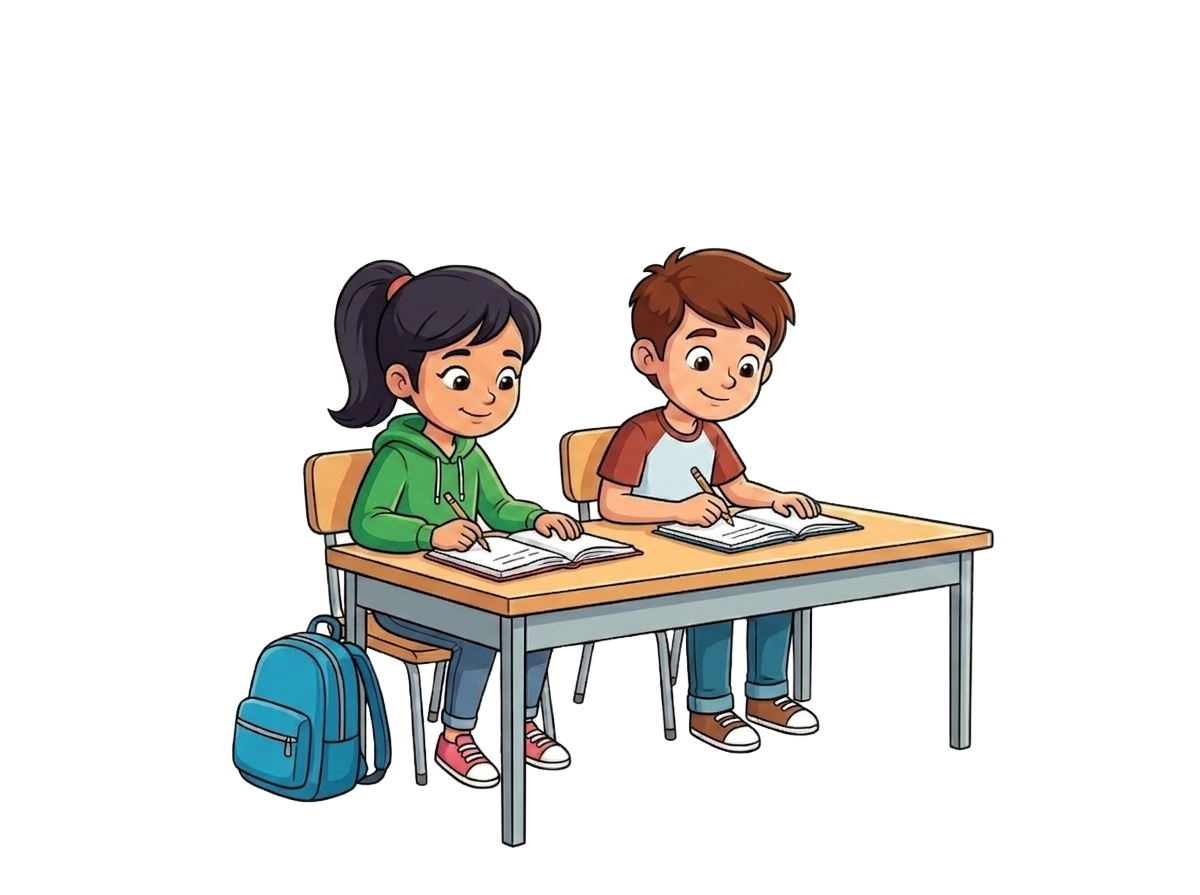 תלמידים לומדים אנגלית בכיתה